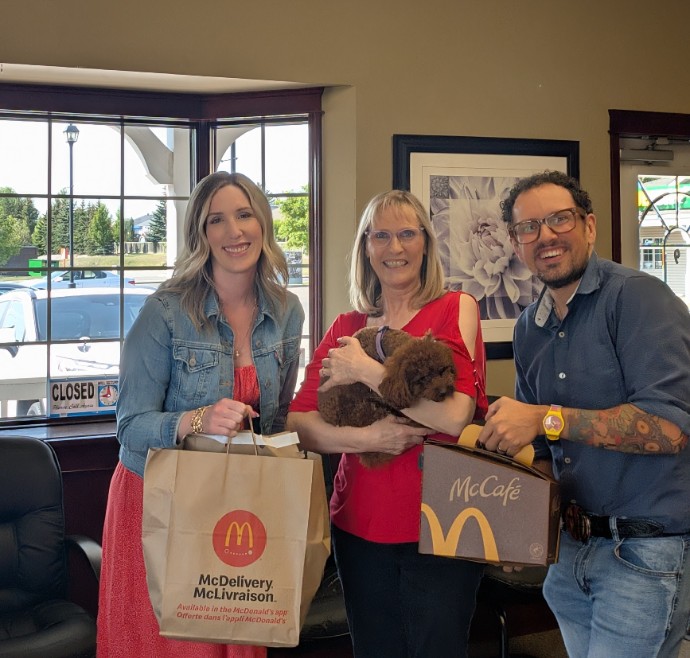 Mccafe winner dog smiles happy