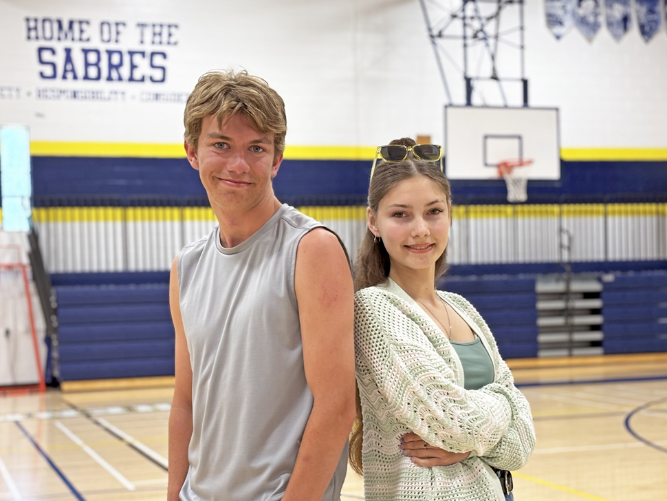 Vita Shevchenko School class of 2025 Valedictorians, Nathan Klassen (left) and Brylie Woods (right).