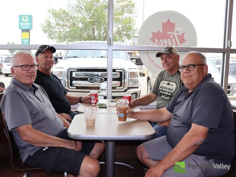 patrons at a Tim Hortons in Winkler