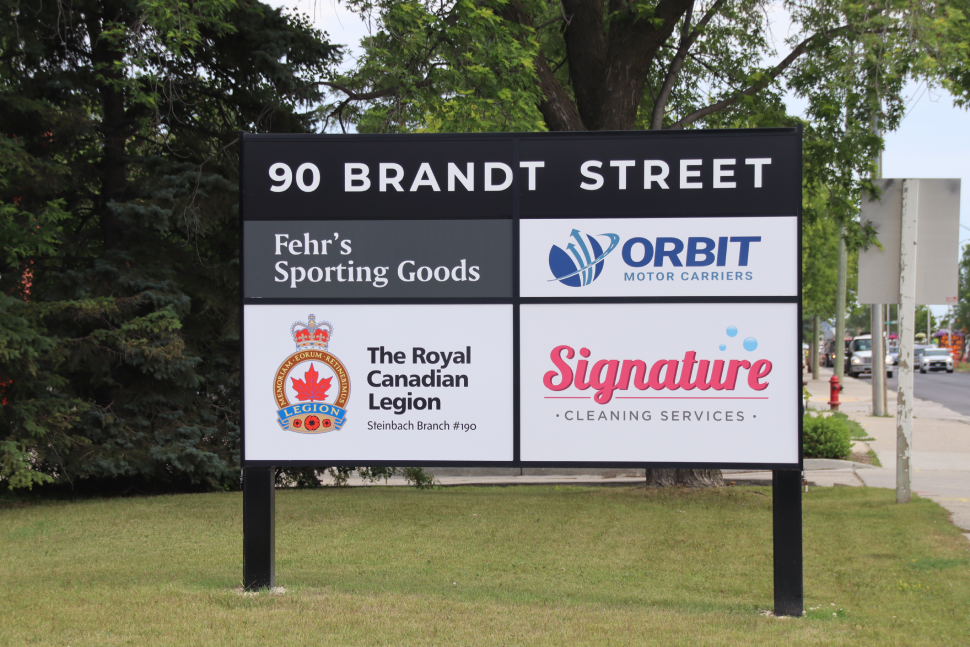 The Steinbach Legion sign on Brandt Street