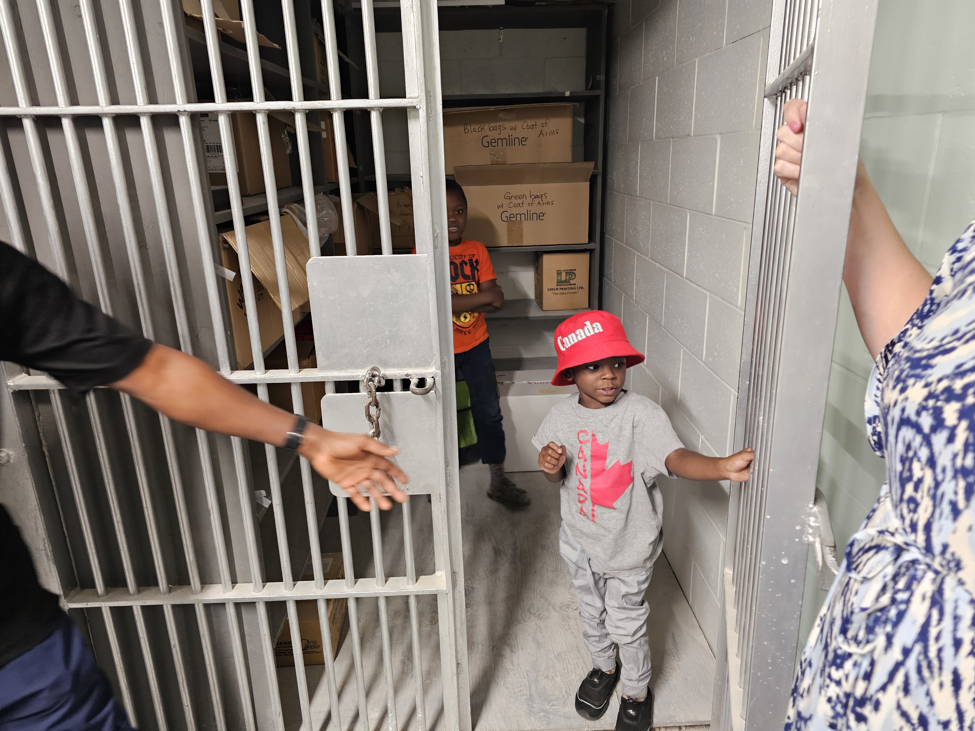 Some of the youth get "locked up" in the old jail cell