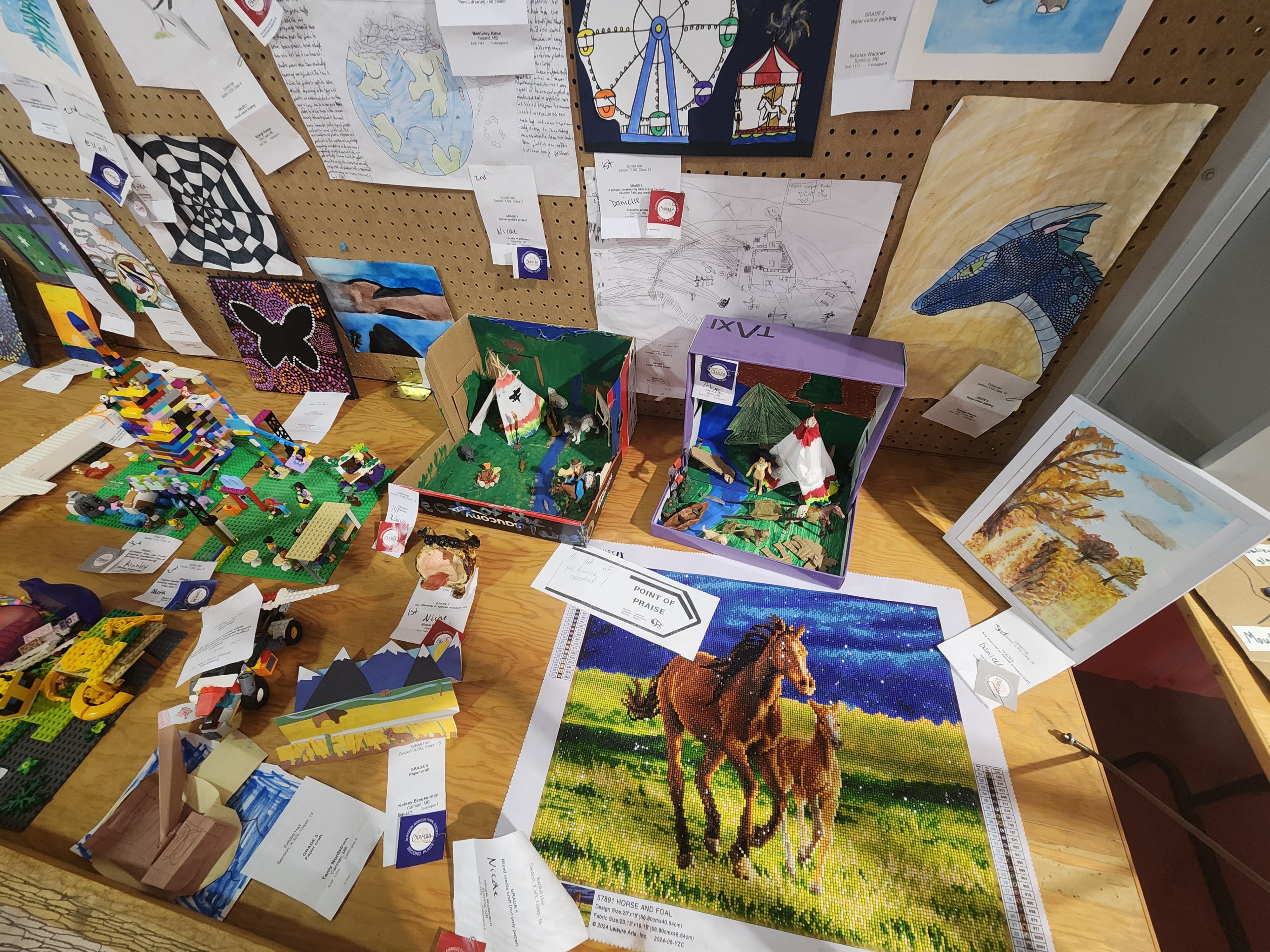 Exhibit Hall at the Carman Fair, showing off creative displays ranging from all different styles of art. PortageOnline/ Tristen Sokolosky