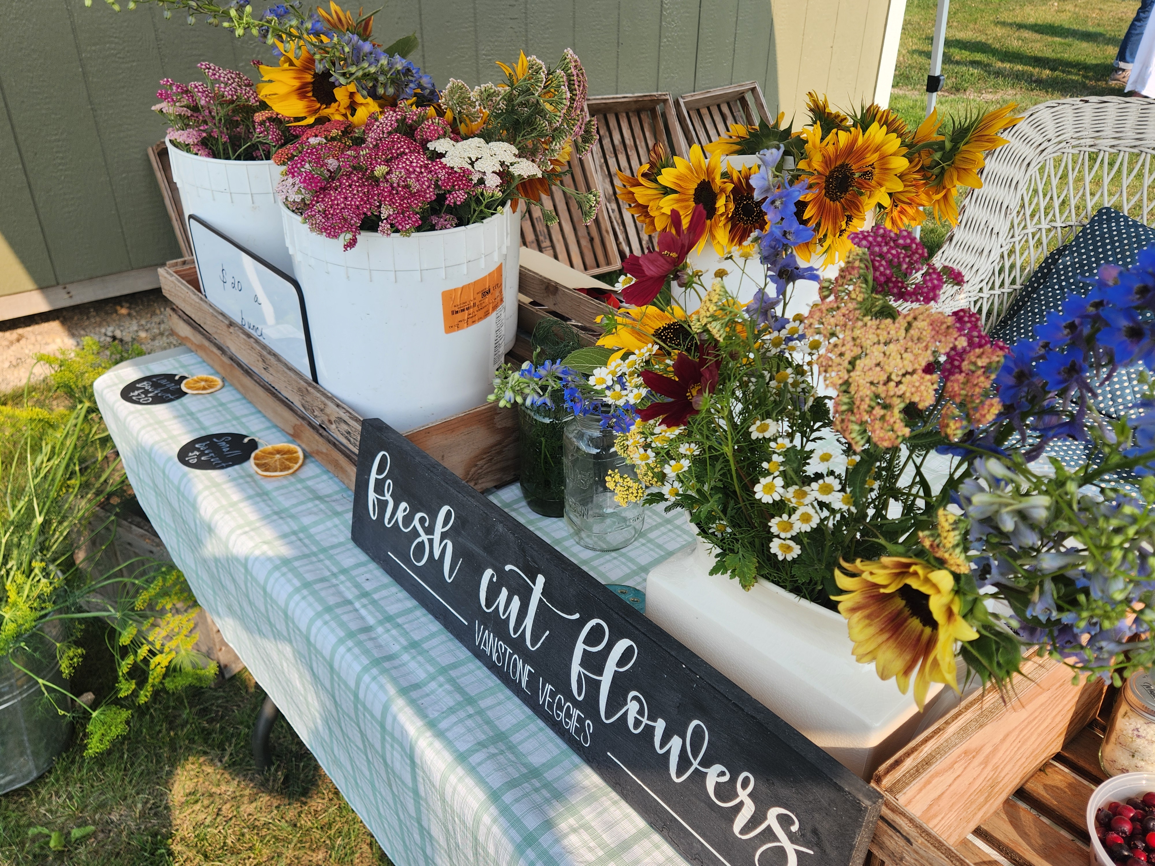 Cut flower arrangements for sale at Vanestone's during the tour. PortageOnline/ Tristen Sokolosky