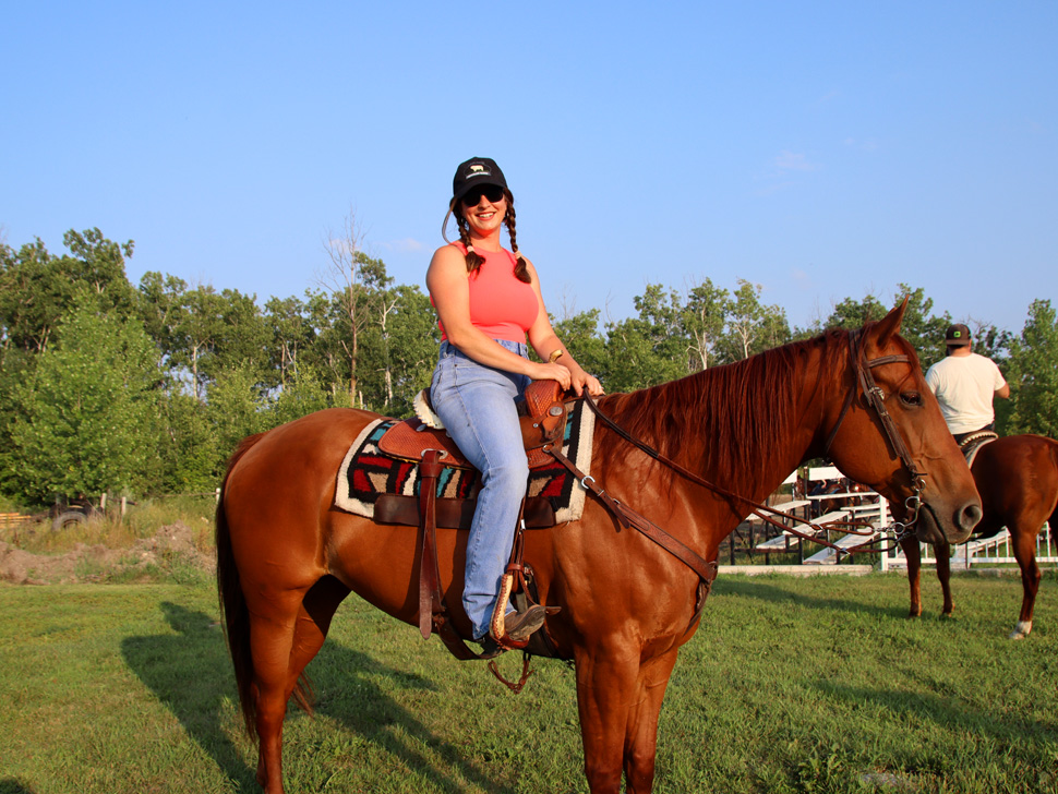 Host Carollyn Kehler on her horse