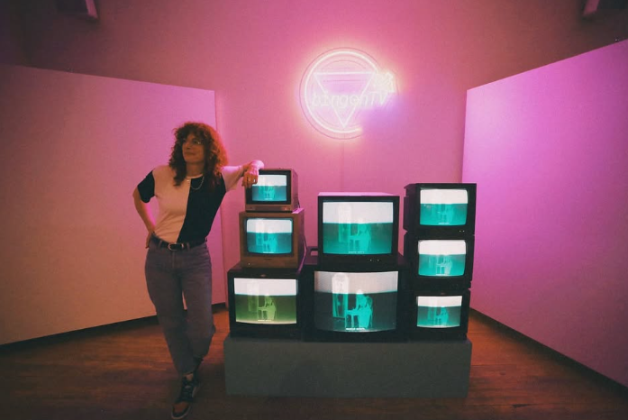 Sophie Seita at Video Pool for the opening of 'bingenTV'. (Source: Video Pool)