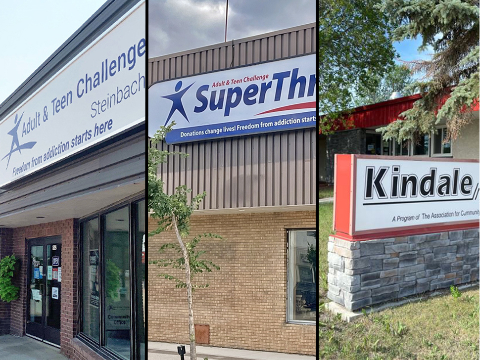Adult and Teen Challenge Steinbach locations; (left) 258 Main Street (centre) 354 Main Street. (right) 16 Pioneer Road, Steinbach