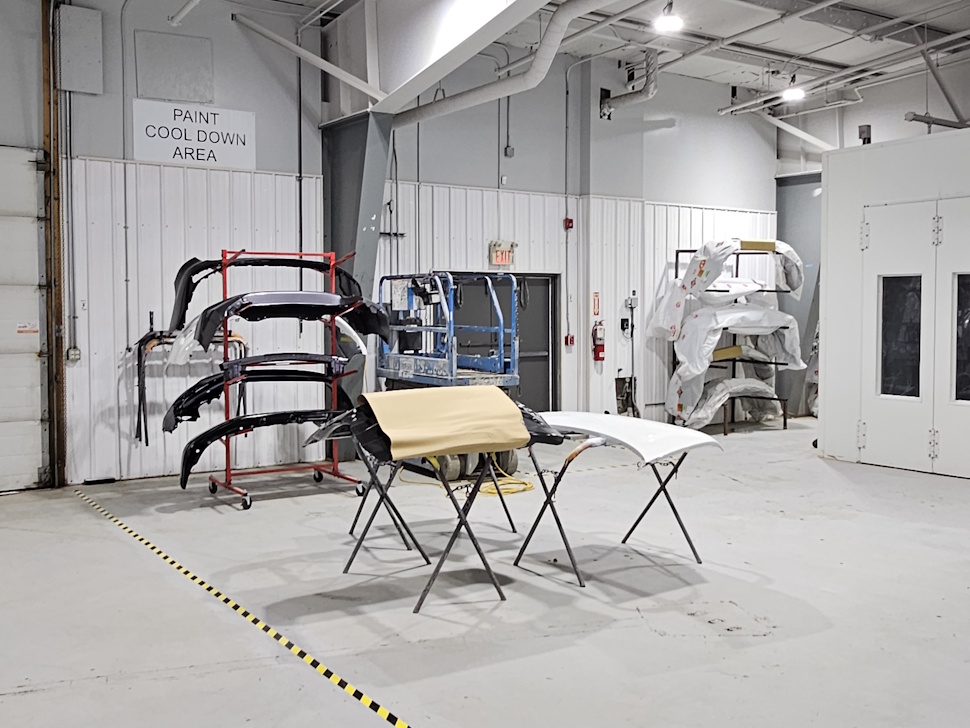 vehicle parts in a repair shop