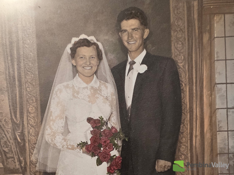 a couple on their wedding day in 1955