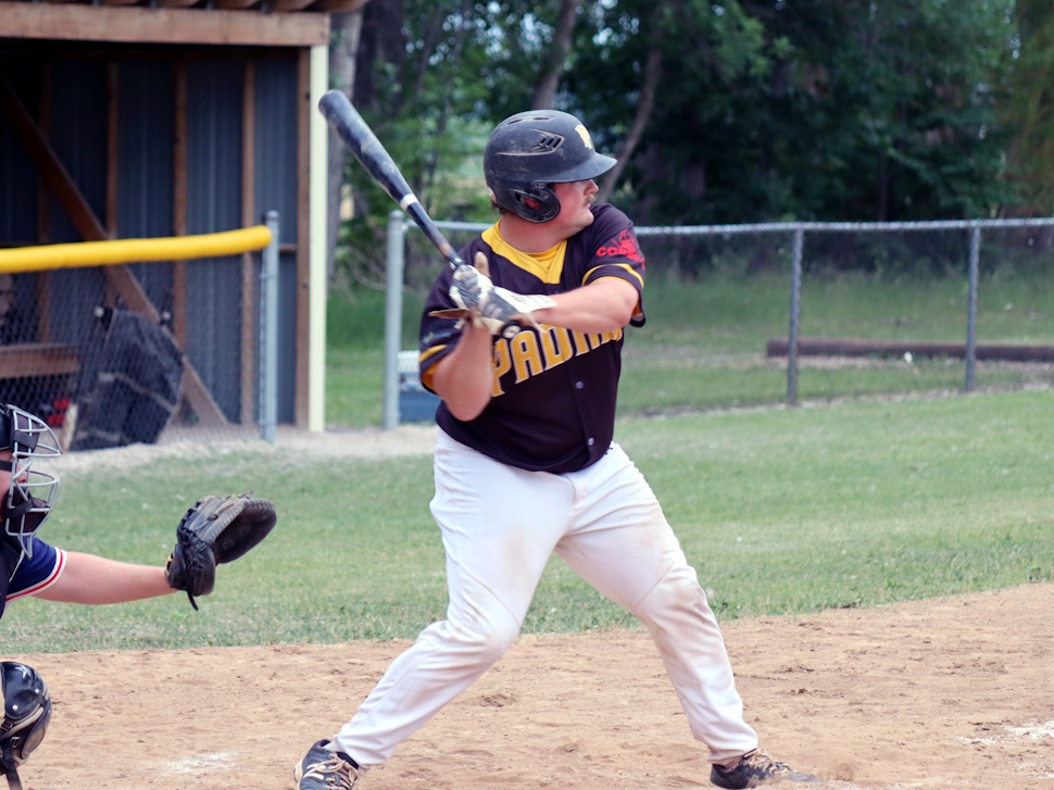 A Portage Padres batter waits on a pitch during regular season action earlier this year. The team opens its semifinal playoff series Friday night in Carberry.
