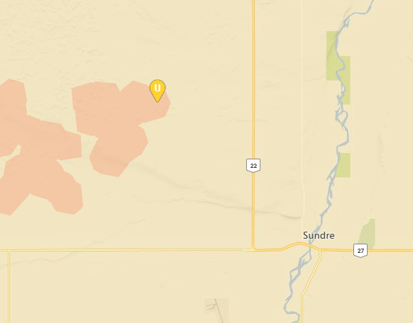map of affected area