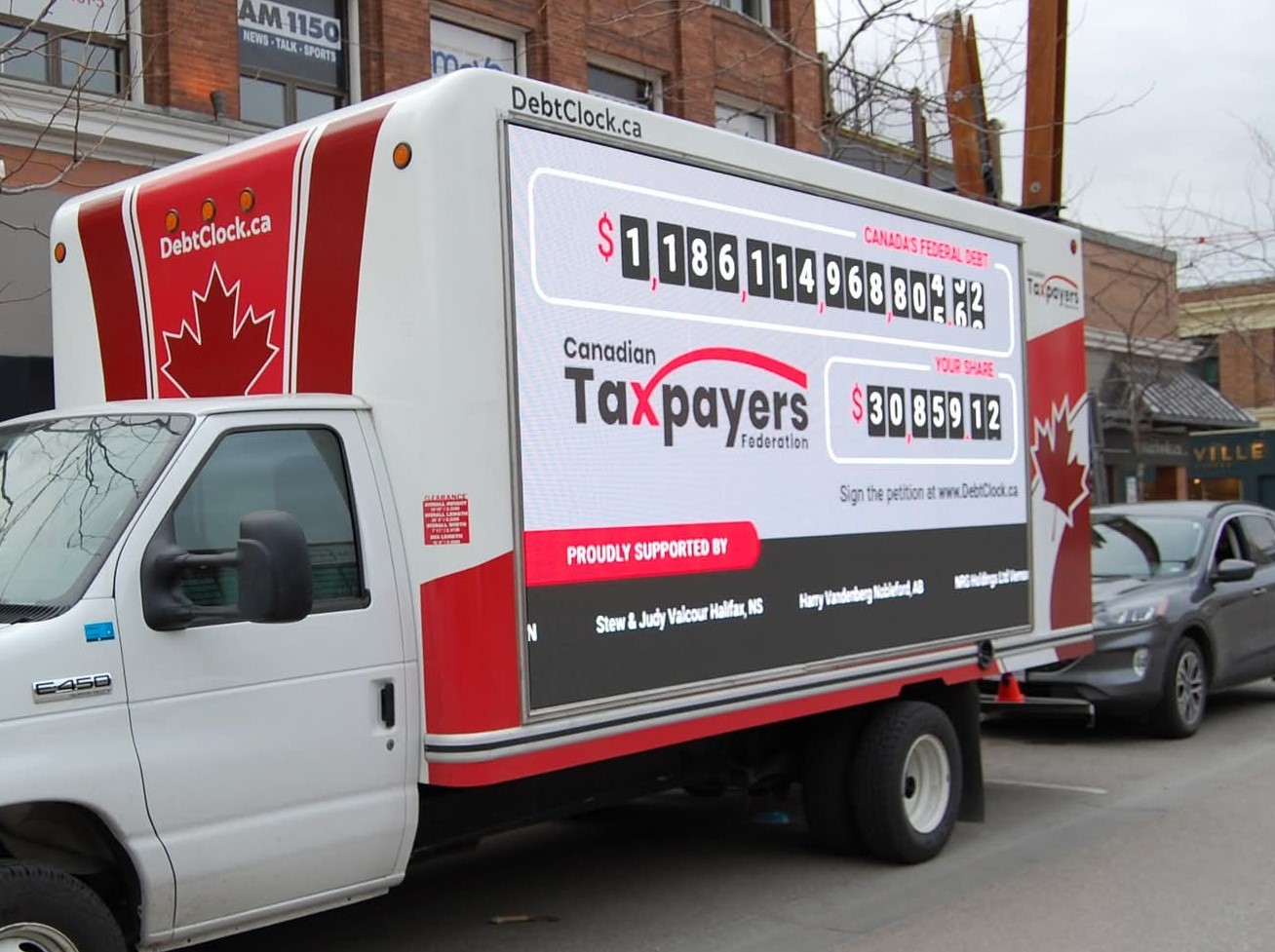 The CTF's Federal Debt Clock on tour - the Saskatchewan Debt Clock truck is identical (Canadian Taxpayers' Federation)