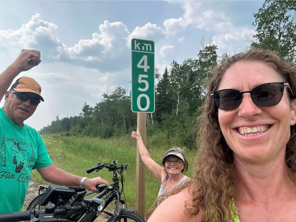 Diane Wing from Portage la Prairie at the 450 km marker after 9 days of running across Manitoba to raise awareness for mental health and suicide prevention. 