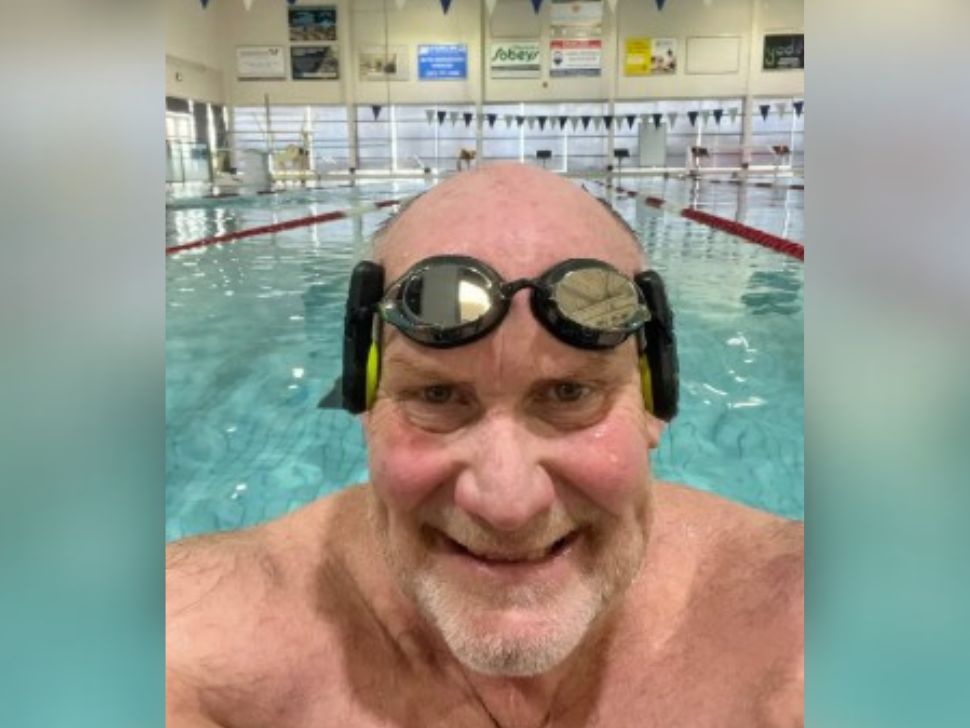 Former Winnipegger Jonathon Fenton in the swimming pool training to swim across Lake Winnipeg to raise funds for CancerCare. 