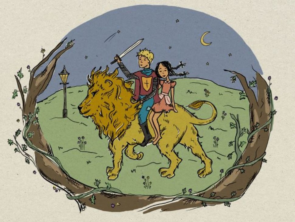 A vignette of Aslan, the lion, with Peter and Lucy on his back for Rend Collective's newest single, "Wild Love."