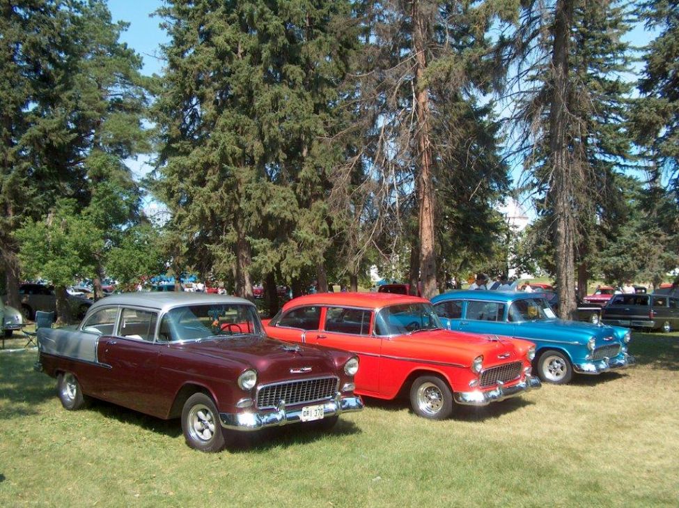 vintage cars standing in a row
