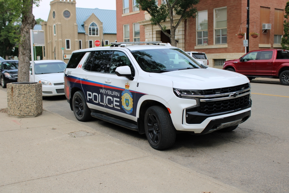 A Weyburn Police Service cruiser parked downtown.