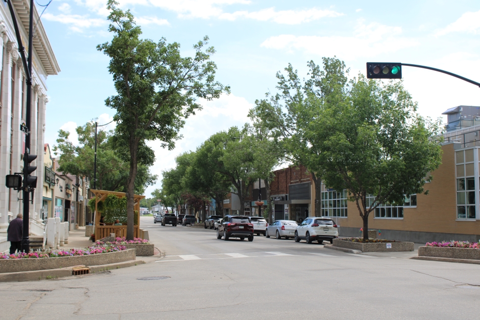 Downtown Weyburn on a clear summer day.