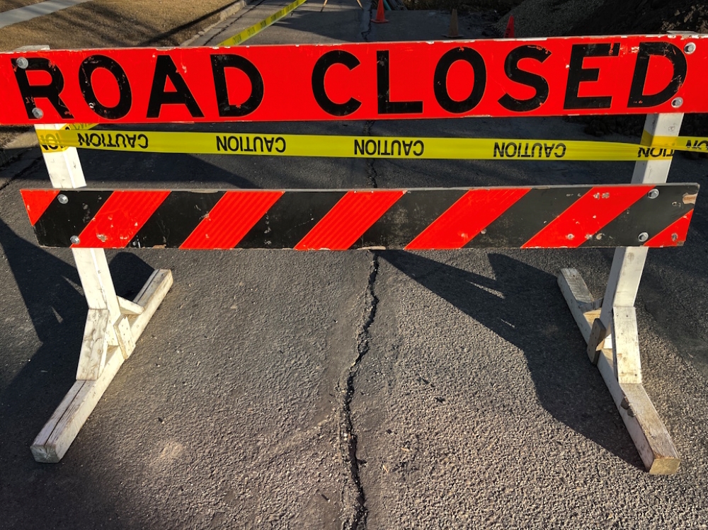 Road closure sign