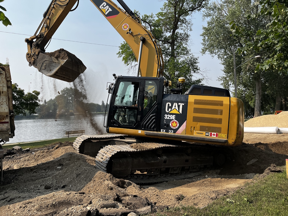 Road crews make progress on Crescent Avenue improvements as part of ongoing construction work in Portage la Prairie. PortageOnline/Cory Knutt