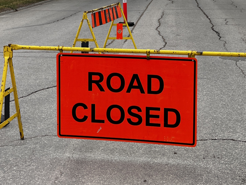 A road closed sign marks the start of a construction zone in Portage la Prairie. File photo/PortageOnline