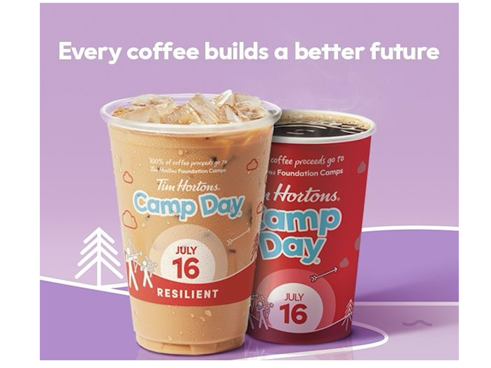 An ice cap and a cup of hot coffee from Tim Hortons