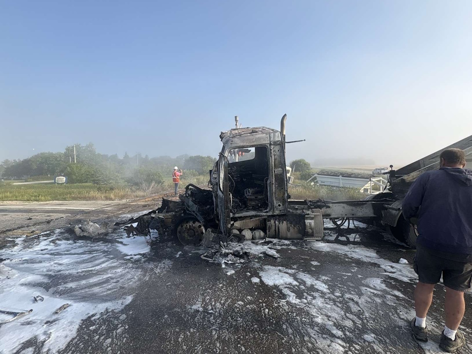 A semi collided with a train near Dufrost on Wednesday