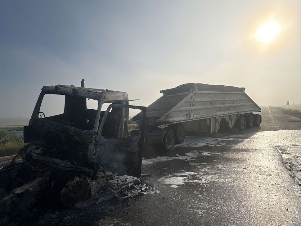 A semi collided with a train Wednesday morning