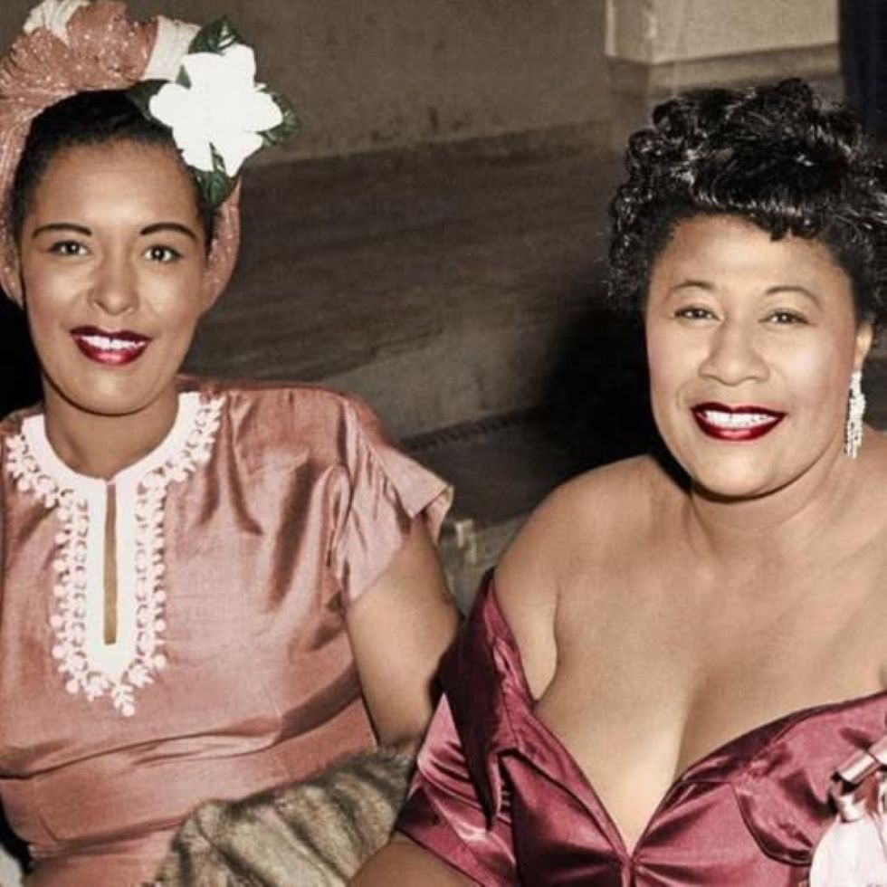 Billie Holliday and Ella Fitzgerald in 1950. (Source: Facebook - Fannie Lou Hamer's America)