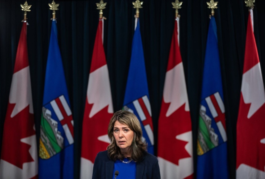Alberta Premier Danielle Smith speaks during a press conference in Edmonton, Tuesday, May 6, 2025. THE CANADIAN PRESS/Jason Franson
