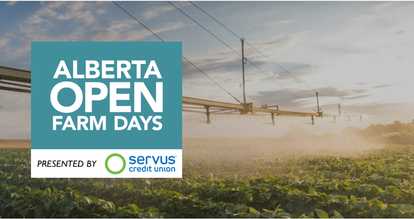 irrigation pivot in a vegetable field promoting Alberta Open Farm Days 2025 Theme Water
