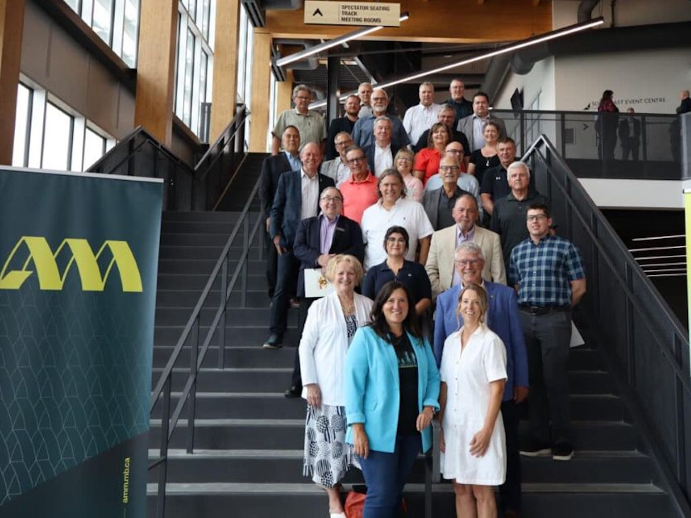 group of people standing on steps