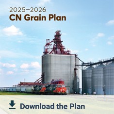 cover of the CN Grain Plan shows a grain terminal with CN grain train in front