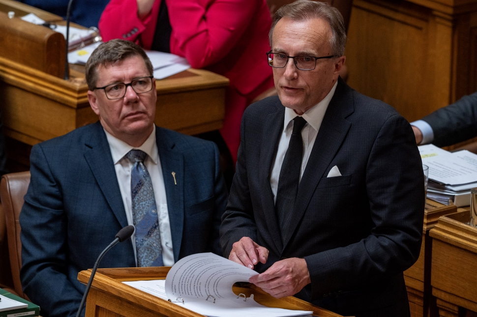 Saskatchewan Minister of Finance Jim Reiter delivers the Saskatchewan provincial budget in Regina on Wednesday, March 19, 2025. THE CANADIAN PRESS/Liam Richards