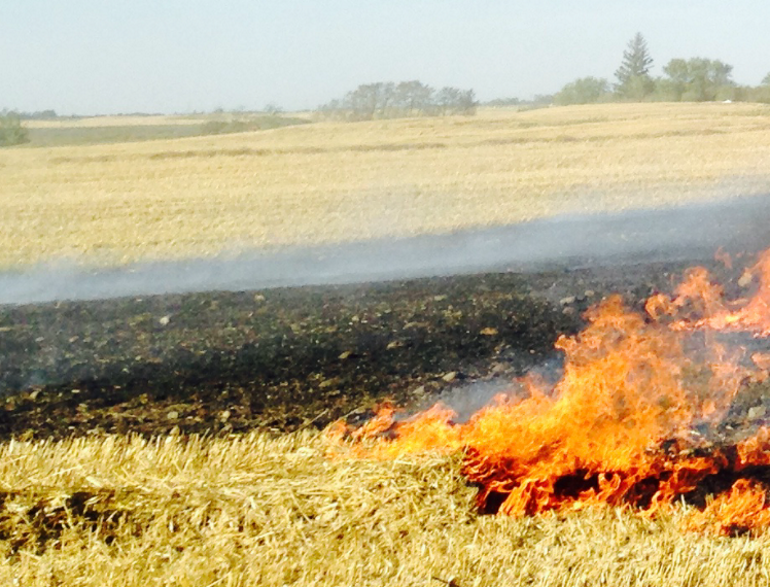 a field on fire