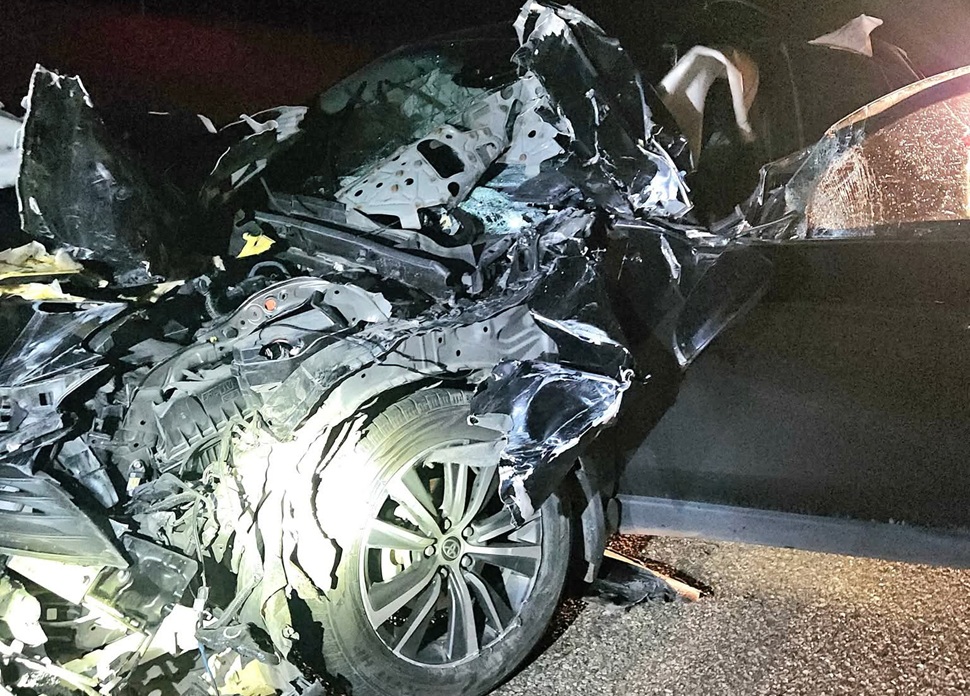 A view of the SUV wreckage. (photo courtesy of the Herbert Fire Department Facebook page)