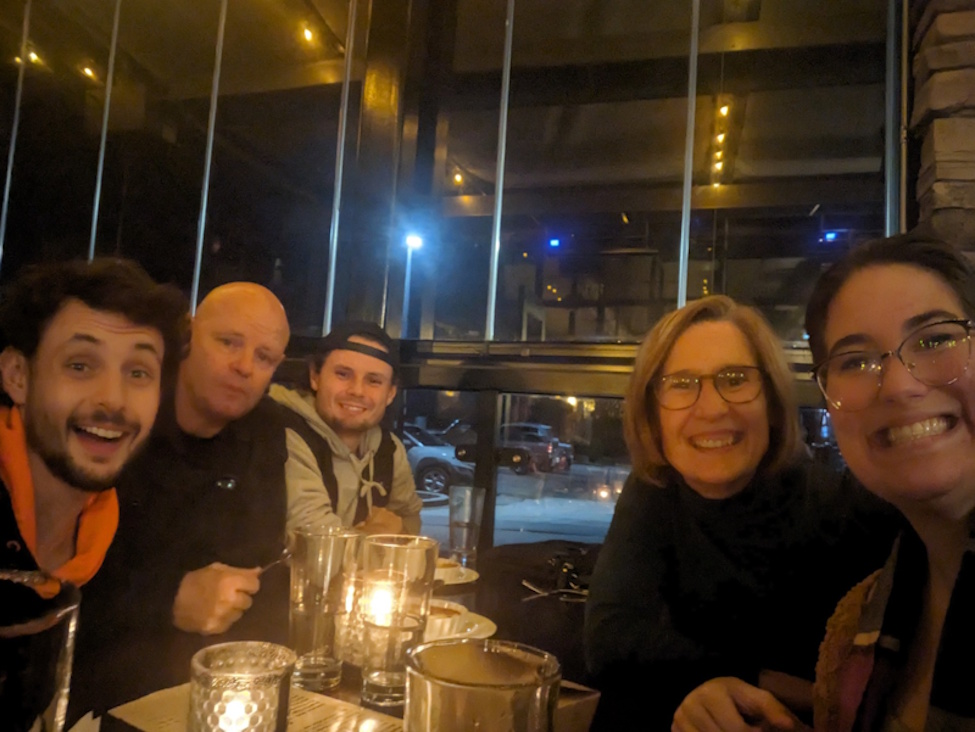 a family having an evening supper together