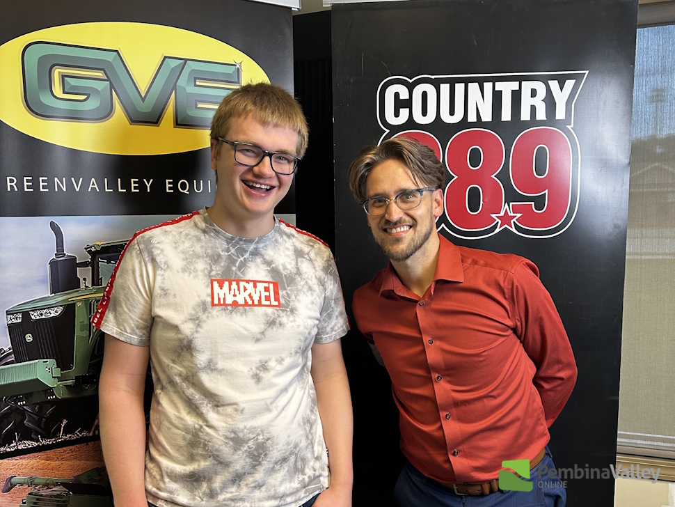 Morgan Wiebe of EtherLAN with Ty Hildebrand in studio