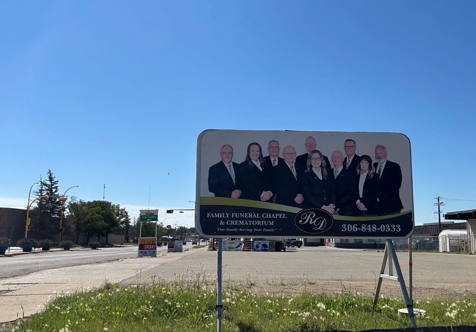 Photo of a portable sign located in Weyburn.