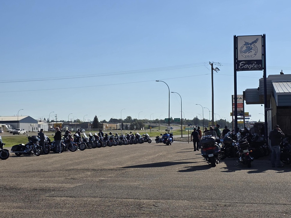 Bikes lined up at the Eagles in Swift Current. (photos by Hayden Michaels)