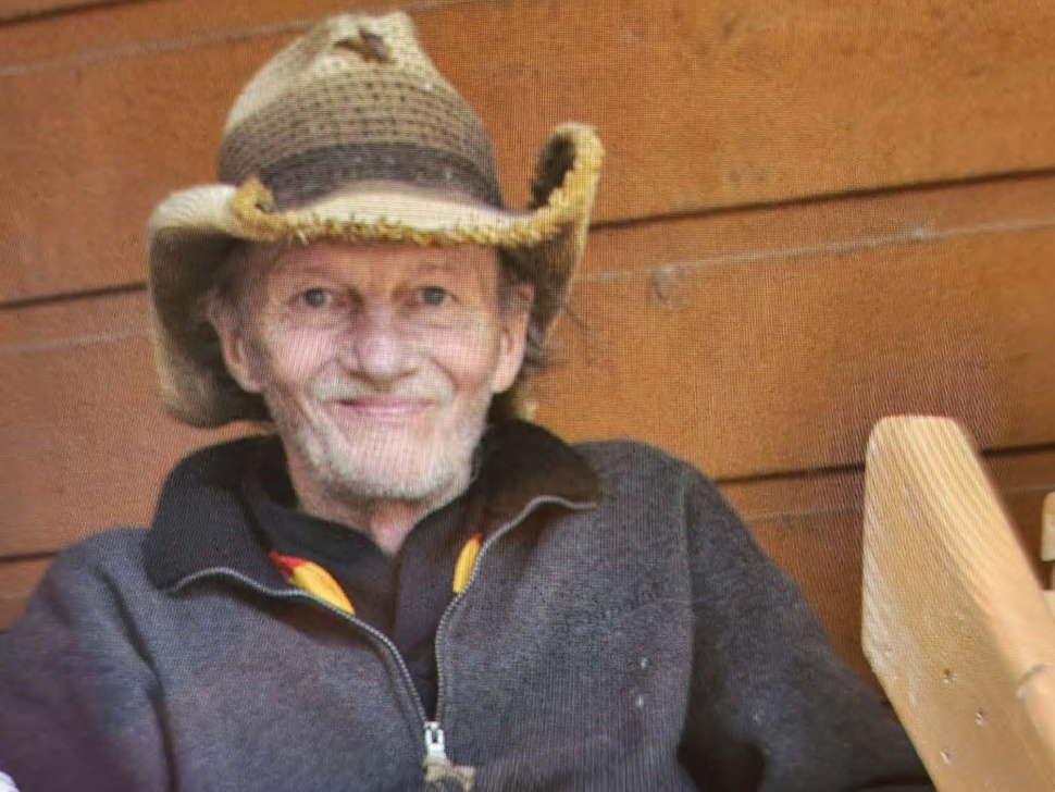 Photo of missing man Ralph Osterwald wearing a cowboy hat, fleece jacket, and blue jeans.