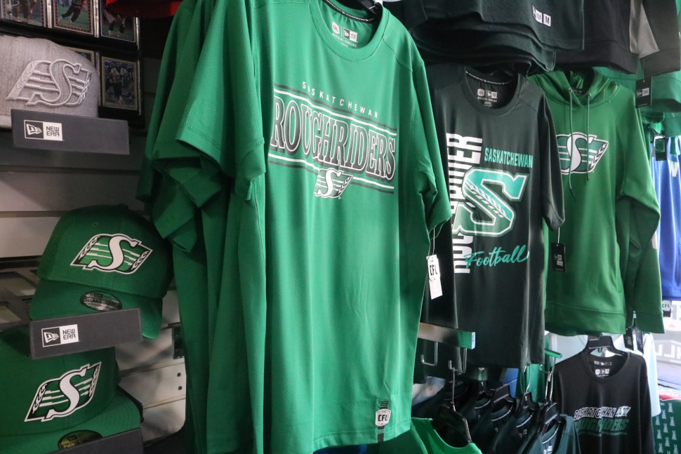 Saskatchewan Roughrider apparel in a store