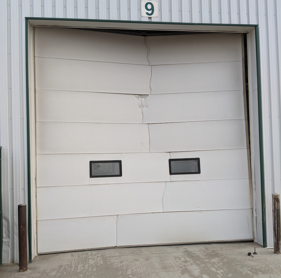 a white overhead door