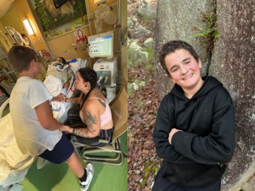 Dakota “Cody” Trenkle, Jr. in the hospital in St. Louis , Missouri, after a skateboarding accident in which he fell 240 ft into a ravine. 