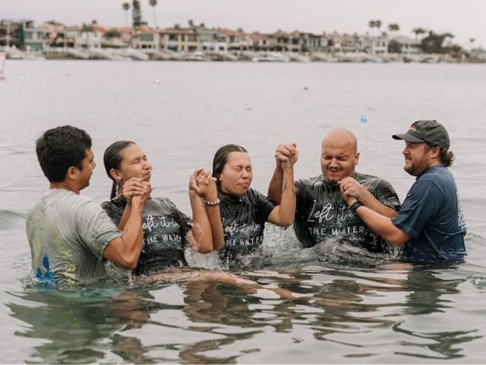 A few of the people baptized at Pirate's Cove in 2025, during the third annual Jesus Revolution Baptisms. 