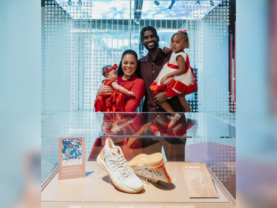Jonathan Isaac and family at the Museum of the Bible Judah 1 shoe exhibit. (jvkelawrence/Instagram)
