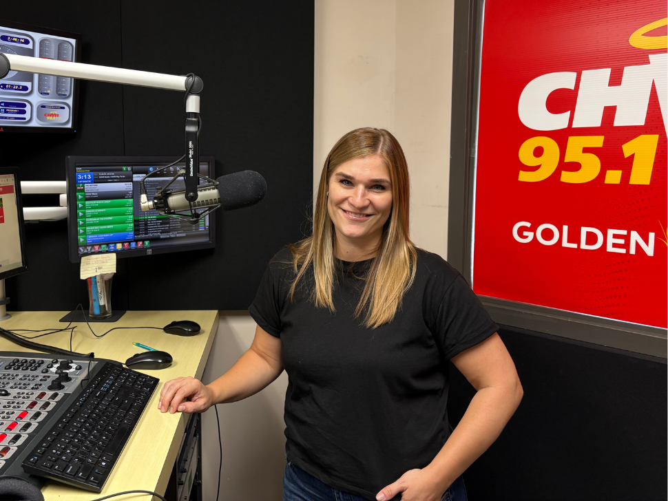 Former on-air CHVN host, Christy Fabbri in the studio