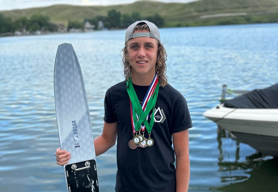 Dylan Wall with his medals. (photo courtesy of Denise Wall)