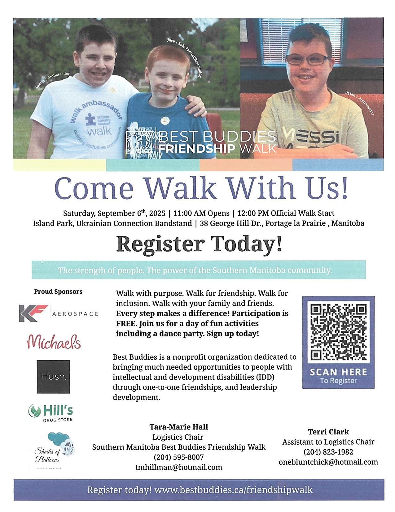 Buddies Walk Poster showing photos and times