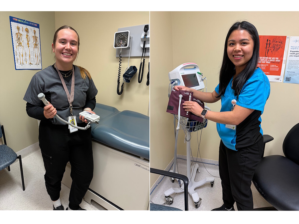 two young women in a medical office