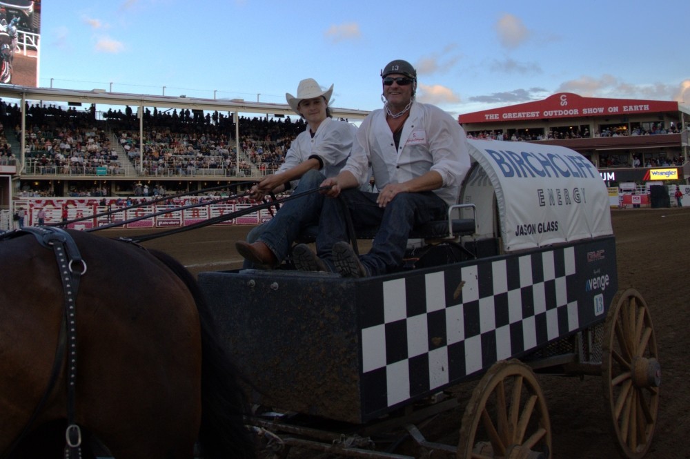 File photo of High River's Jason Glass with son Bodie at the 2025 Calgary Stampede. Okotoks Online/Harrison O'Nyons